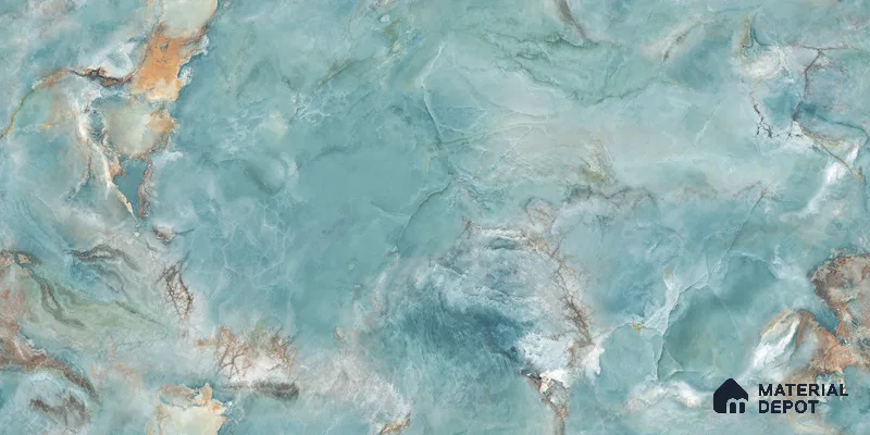 Endless Marble Floor & Wall Tile TL 10866 Radiance Aqua 4 ft x 2 ft Glossy Finish Vitrified Tile - 9 mm | 4 Random Designs | Suitable for Living Room, Bedroom & Kitchen
