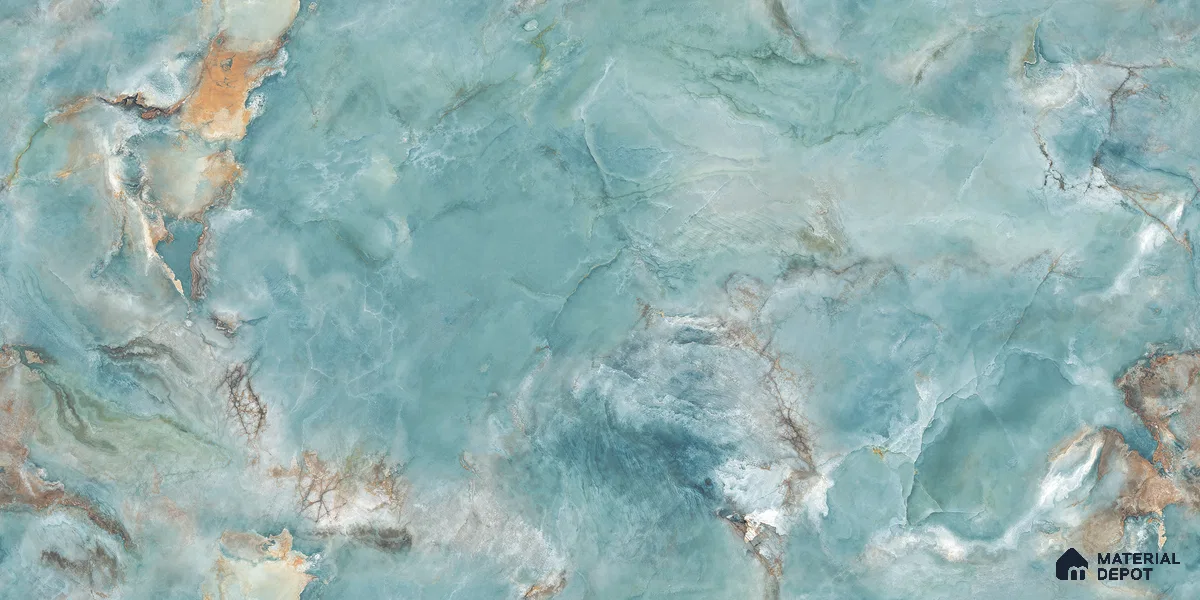 Endless Marble Floor & Wall Tile TL 10866 Radiance Aqua 4 ft x 2 ft Glossy Finish Vitrified Tile - 9 mm | 4 Random Designs | Suitable for Living Room, Bedroom & Kitchen