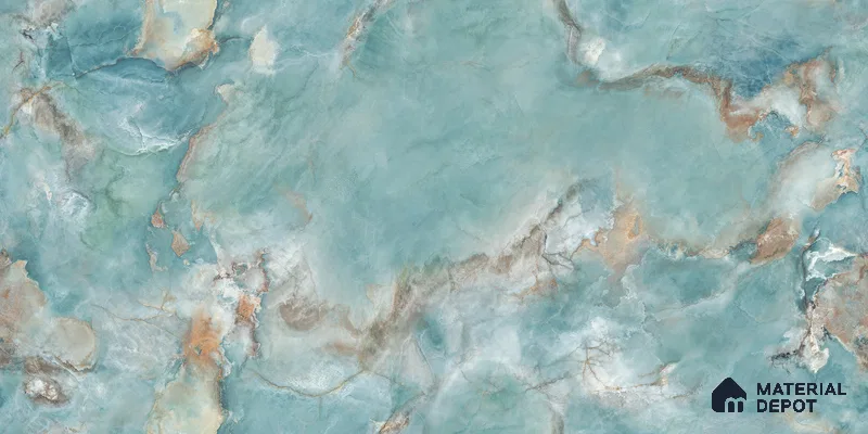 Endless Marble Floor & Wall Tile TL 10866 Radiance Aqua 4 ft x 2 ft Glossy Finish Vitrified Tile - 9 mm | 4 Random Designs | Suitable for Living Room, Bedroom & Kitchen