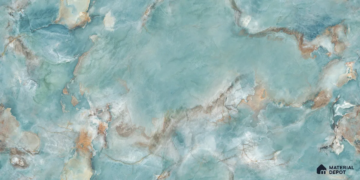 Endless Marble Floor & Wall Tile TL 10866 Radiance Aqua 4 ft x 2 ft Glossy Finish Vitrified Tile - 9 mm | 4 Random Designs | Suitable for Living Room, Bedroom & Kitchen