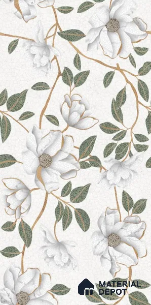 Floral Wall Tile TL 10851 Blossom Decor 4 ft x 2 ft Carving Matte Finish Vitrified Tile - 9 mm | Suitable for Bathroom, Accent/Feature Wall, Dining Area