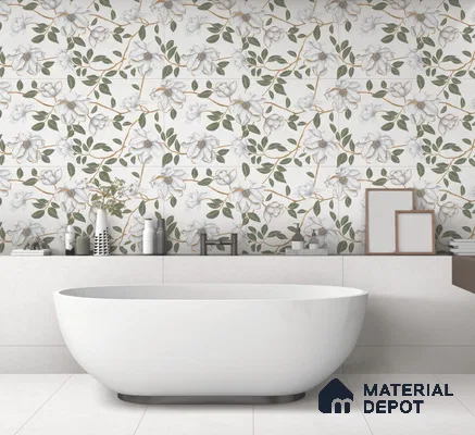 Floral Wall Tile TL 10851 Blossom Decor 4 ft x 2 ft Carving Matte Finish Vitrified Tile - 9 mm | Suitable for Bathroom, Accent/Feature Wall, Dining Area
