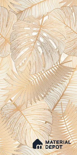 Tropical Wall Tile TL 12267 B Dunescape Decore Leaflet 4 ft x 2 ft Matte + (Glossy Granula/Glue) Finish Vitrified Tile - 9 mm | Suitable for Bathroom, Accent/Feature Wall, Foyer