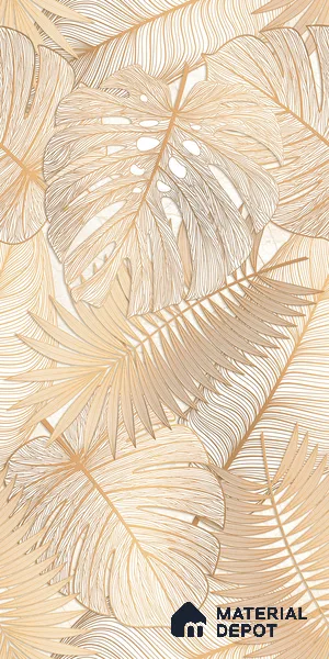 Tropical Wall Tile TL 12267 B Dunescape Decore Leaflet 4 ft x 2 ft Matte + (Glossy Granula/Glue) Finish Vitrified Tile - 9 mm | Suitable for Bathroom, Accent/Feature Wall, Foyer