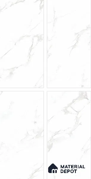 Marble Floor & Wall Tile TL 10858 Hazy White 4 ft x 2 ft Glossy Finish Vitrified Tile - 9 mm | 4 Random Designs | Suitable for Living Room, Bedroom & Kitchen