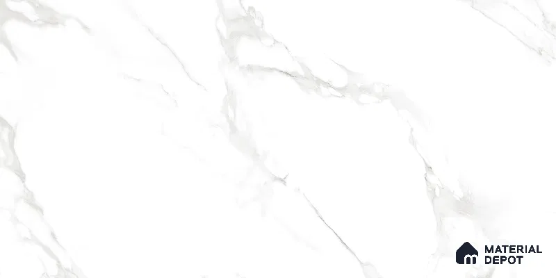 Marble Floor & Wall Tile TL 10858 Hazy White 4 ft x 2 ft Glossy Finish Vitrified Tile - 9 mm | 4 Random Designs | Suitable for Living Room, Bedroom & Kitchen