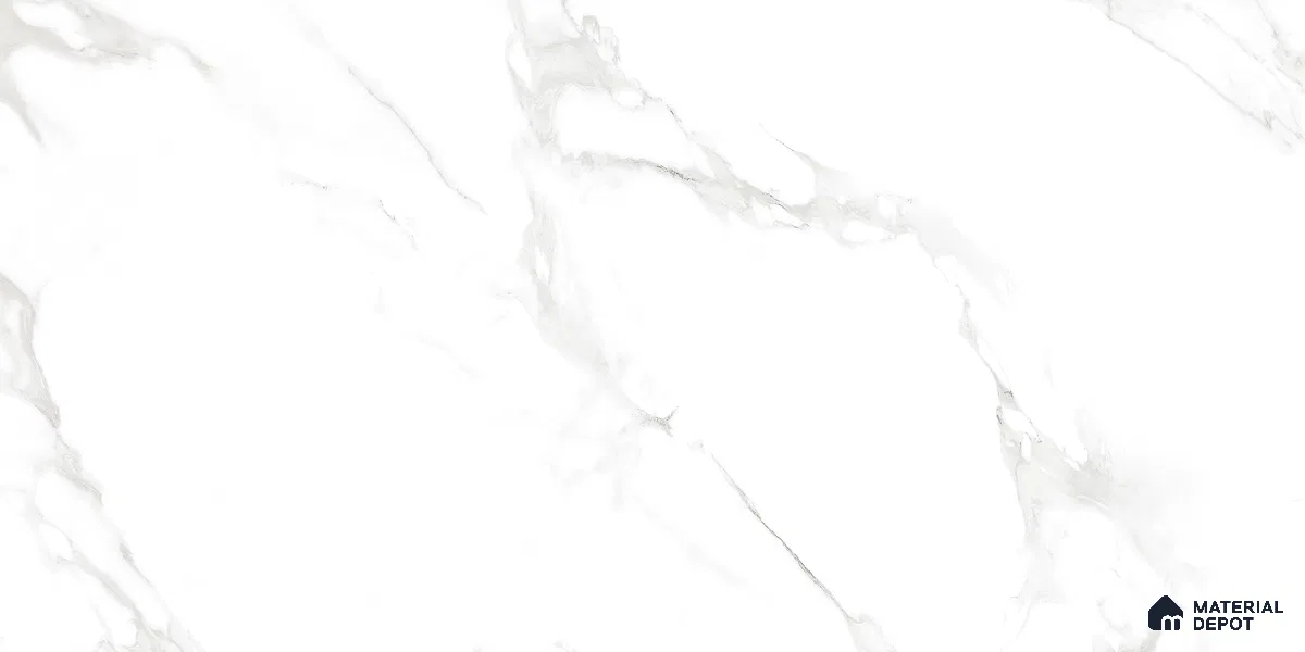 Marble Floor & Wall Tile TL 10858 Hazy White 4 ft x 2 ft Glossy Finish Vitrified Tile - 9 mm | 4 Random Designs | Suitable for Living Room, Bedroom & Kitchen