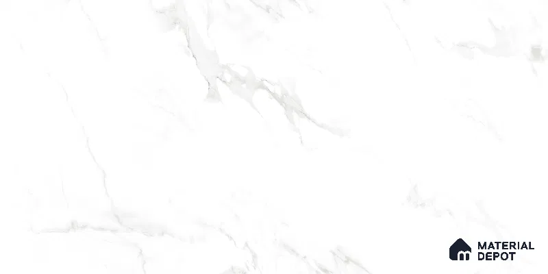 Marble Floor & Wall Tile TL 10858 Hazy White 4 ft x 2 ft Glossy Finish Vitrified Tile - 9 mm | 4 Random Designs | Suitable for Living Room, Bedroom & Kitchen