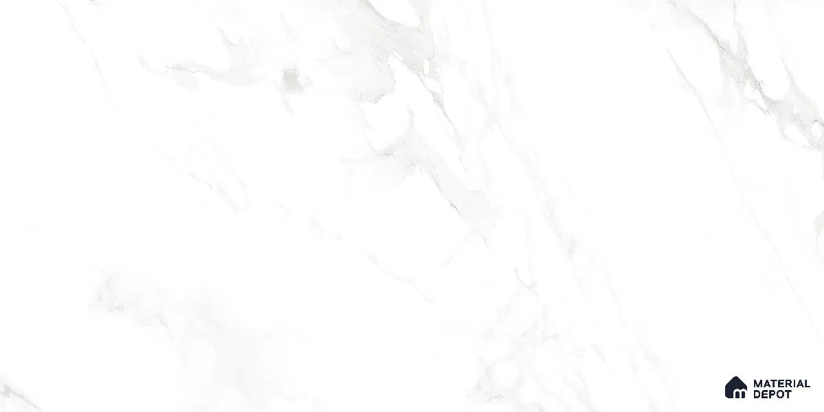 Marble Floor & Wall Tile TL 10858 Hazy White 4 ft x 2 ft Glossy Finish Vitrified Tile - 9 mm | 4 Random Designs | Suitable for Living Room, Bedroom & Kitchen
