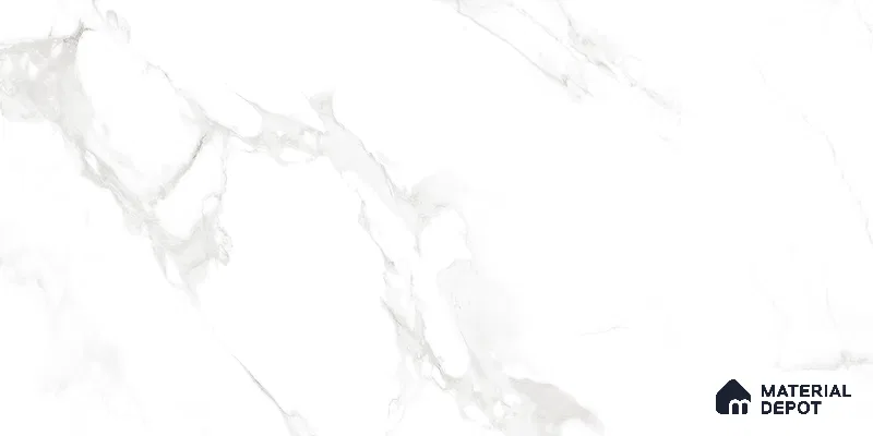 Marble Floor & Wall Tile TL 10858 Hazy White 4 ft x 2 ft Glossy Finish Vitrified Tile - 9 mm | 4 Random Designs | Suitable for Living Room, Bedroom & Kitchen
