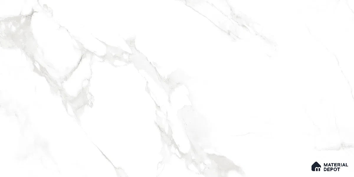 Marble Floor & Wall Tile TL 10858 Hazy White 4 ft x 2 ft Glossy Finish Vitrified Tile - 9 mm | 4 Random Designs | Suitable for Living Room, Bedroom & Kitchen