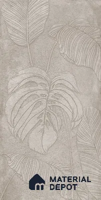 Tropical Wall Tile TL 12244 Cementine Decore Leaf 4 ft x 2 ft Double Digital Finish Vitrified Tile - 9 mm | 4 Random Designs | Suitable for Bathroom, Accent/Feature Wall, Foyer