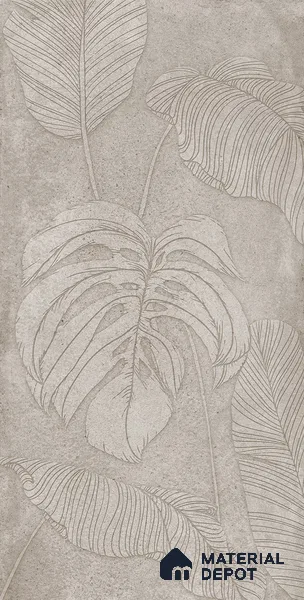 Tropical Wall Tile TL 12244 Cementine Decore Leaf 4 ft x 2 ft Double Digital Finish Vitrified Tile - 9 mm | 4 Random Designs | Suitable for Bathroom, Accent/Feature Wall, Foyer