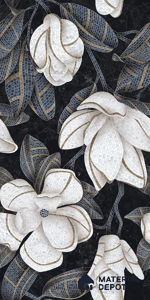 Faux Mosaic Floral Wall Tile TL 12278 Prisma White Decore 4 ft x 2 ft Sugar + (Glossy Granula/Glue) Finish Vitrified Tile - 9 mm | Suitable for Bathroom, Accent/Feature Wall, Dining Area
