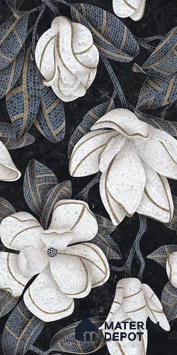 Faux Mosaic Floral Wall Tile TL 12278 Prisma White Decore 4 ft x 2 ft Sugar + (Glossy Granula/Glue) Finish Vitrified Tile - 9 mm | Suitable for Bathroom, Accent/Feature Wall, Dining Area