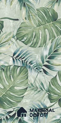 Tropical Wall Tile TL 12277 Leaflet Green Decore 4 ft x 2 ft Sugar + (Glossy Granula/Glue) Finish Vitrified Tile - 9 mm | Suitable for Bathroom, Accent/Feature Wall, Foyer