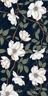 Floral Wall Tile TL 12274 Blossom Black Decore 4 ft x 2 ft Sugar + (Glossy Granula/Glue) Finish Vitrified Tile - 9 mm | Suitable for Bathroom, Accent/Feature Wall, Dining Area