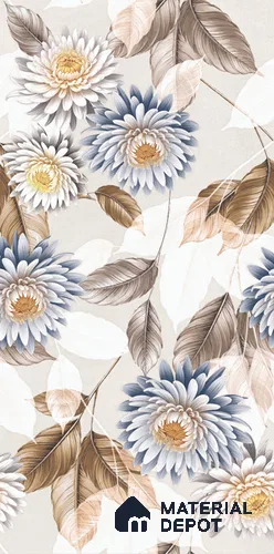 Floral Wall Tile TL 11972 B Roxy Bianco Decor 4 ft x 2 ft Granulla Finish Vitrified Tile - 9 mm | Suitable for Bathroom, Accent/Feature Wall, Foyer