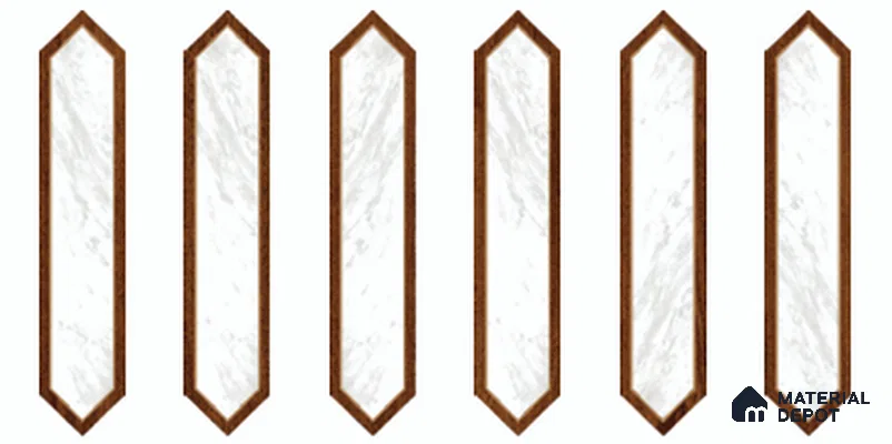 Wooden Floor Tile TL 13327 N Diamante Wood 1103 D 42 inch x 8 inch White Marble Punch Decor Satin Finish Porcelain Tile - 9 mm | 7 Random Designs