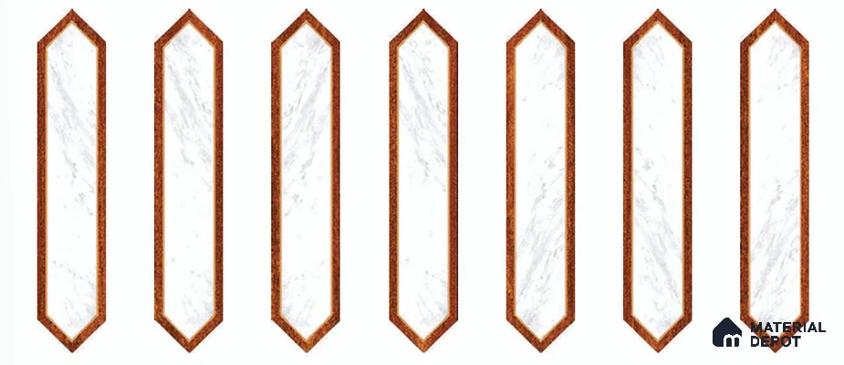 Wooden Floor Tile TL 13327 D Diamante Wood 1101 D 42 inch x 8 inch White Marble Punch Decor Satin Finish Porcelain Tile - 9 mm | 7 Random Designs