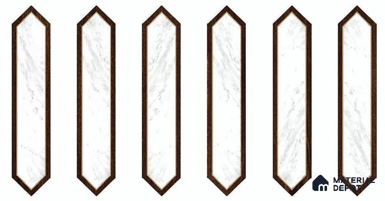 Wooden Floor Tile TL 13327 S Diamante Wood 1104 D 42 inch x 8 inch White Marble Punch Decor Satin Finish Porcelain Tile - 9 mm | 7 Random Designs