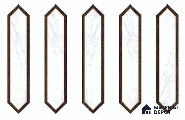 Wooden Floor Tile TL 13327 I Diamante Wood 1102 D 42 inch x 8 inch White Marble Punch Decor Satin Finish Porcelain Tile - 9 mm | 7 Random Designs