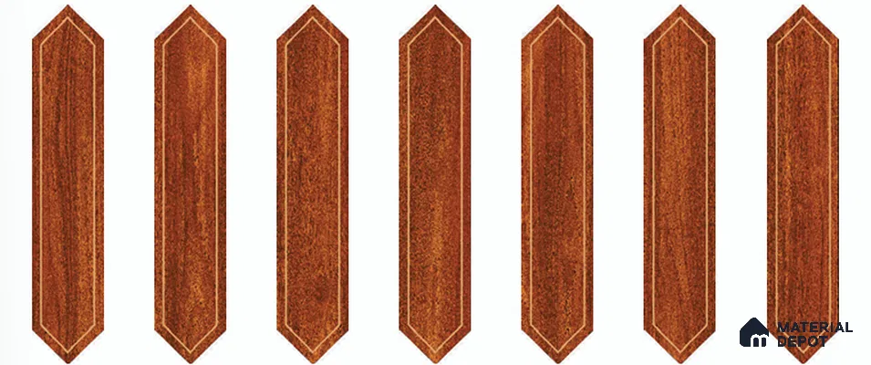 Wooden Floor Tile TL 13327 B Diamante Wood 1101 B 42 inch x 8 inch Golden Engrave Punch Satin Finish Porcelain Tile - 9 mm | 7 Random Designs