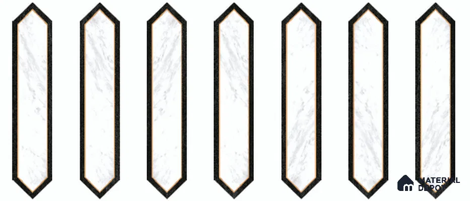 Wooden Floor Tile TL 13327 AC Diamante Wood 1106 D 42 inch x 8 inch White Marble Punch Decor Satin Finish Porcelain Tile - 9 mm | 7 Random Designs