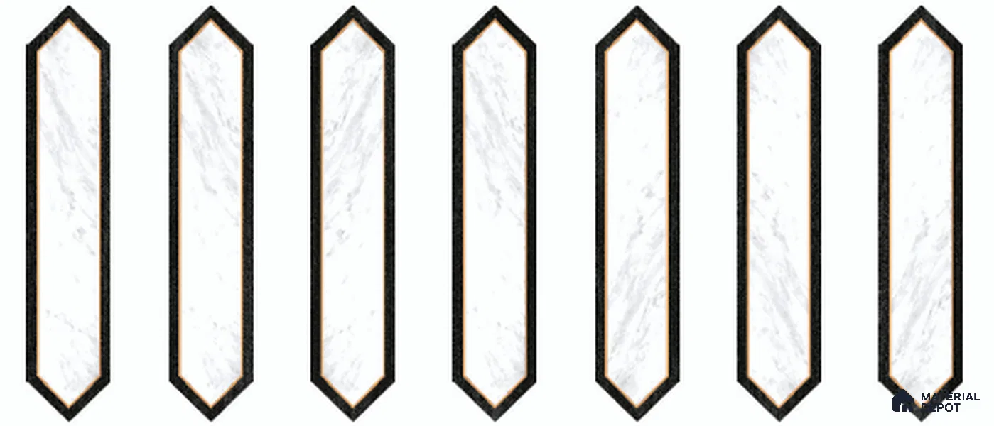Wooden Floor Tile TL 13327 AC Diamante Wood 1106 D 42 inch x 8 inch White Marble Punch Decor Satin Finish Porcelain Tile - 9 mm | 7 Random Designs