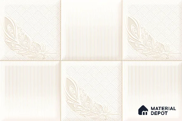 TL 08302 Beige Light 1.5 ft x 1 ft Glossy Finish Ceramic Wall Tile - 7.5 mm