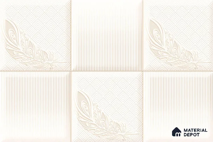 TL 08302 Beige Light 1.5 ft x 1 ft Glossy Finish Ceramic Wall Tile - 7.5 mm