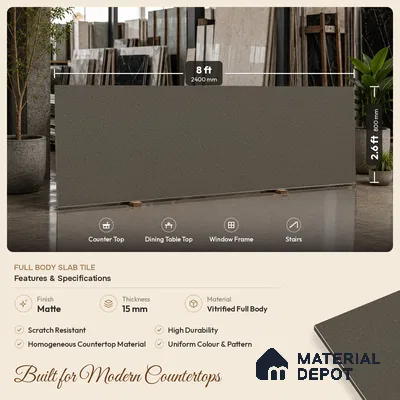 Terrazzo Counter Top Slab TL 11895 Verde Matte 8 ft x 3.7 ft Matte Full Body Vitrified Tile - 15 mm | Suitable For Counter Top, Dining Table Top & Window Frame