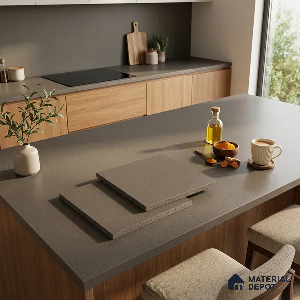 Terrazzo Counter Top Slab TL 11895 Verde Matte 8 ft x 3.7 ft Matte Full Body Vitrified Tile - 15 mm | Suitable For Counter Top, Dining Table Top & Window Frame
