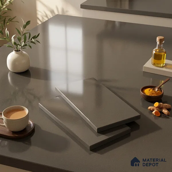 Terrazzo Counter Top Slab TL 11895 B Verde Glossy 8 ft x 3.7 ft Glossy Full Body Vitrified Tile - 15 mm | Suitable For Counter Top, Dining Table Top & Window Frame