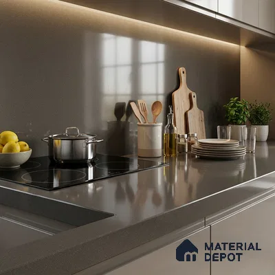Terrazzo Counter Top Slab TL 11895 B Verde Glossy 8 ft x 3.7 ft Glossy Full Body Vitrified Tile - 15 mm | Suitable For Counter Top, Dining Table Top & Window Frame