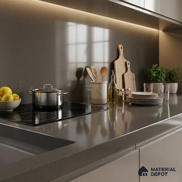 Terrazzo Counter Top Slab TL 11895 B Verde Glossy 8 ft x 3.7 ft Glossy Full Body Vitrified Tile - 15 mm | Suitable For Counter Top, Dining Table Top & Window Frame