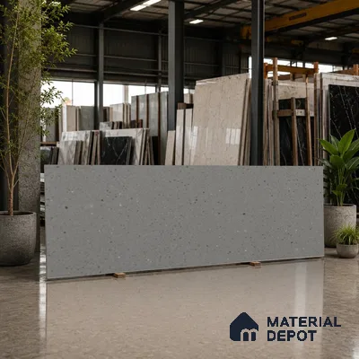 Terrazzo Counter Top Slab TL 11894 Oro Grey Matte 8 ft x 2.62 ft Matte Full Body Vitrified Tile - 15 mm | Suitable For Counter Top, Dining Table Top & Window Frame