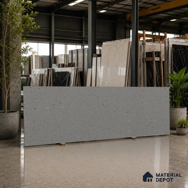Terrazzo Counter Top Slab TL 11894 Oro Grey Matte 8 ft x 2.62 ft Matte Full Body Vitrified Tile - 15 mm | Suitable For Counter Top, Dining Table Top & Window Frame