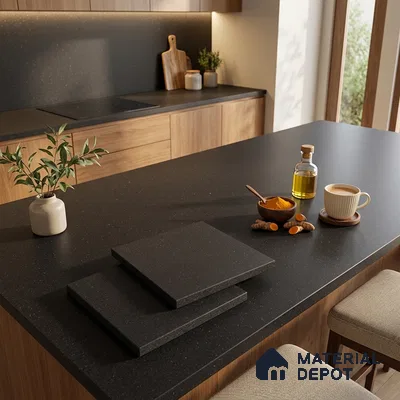 Terrazzo Counter Top Slab TL 11894 C Oro Nero Matte 8 ft x 2.62 ft Matte Full Body Vitrified Tile - 15 mm | Suitable For Counter Top, Dining Table Top & Window Frame
