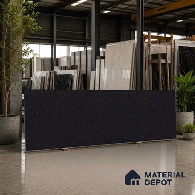 Terrazzo Counter Top Slab TL 11894 C Oro Nero Matte 8 ft x 2.62 ft Matte Full Body Vitrified Tile - 15 mm | Suitable For Counter Top, Dining Table Top & Window Frame