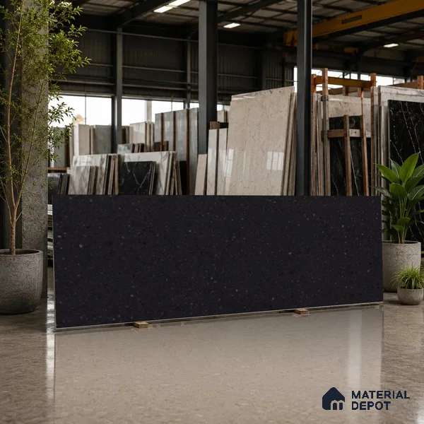 Terrazzo Counter Top Slab TL 11894 C Oro Nero Matte 8 ft x 2.62 ft Matte Full Body Vitrified Tile - 15 mm | Suitable For Counter Top, Dining Table Top & Window Frame