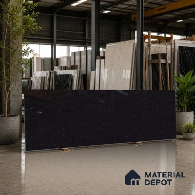 Terrazzo Counter Top Slab TL 11894 D Oro Nero Glossy 8 ft x 2.62 ft Glossy Full Body Vitrified Tile - 15 mm | Suitable For Counter Top, Dining Table Top & Window Frame