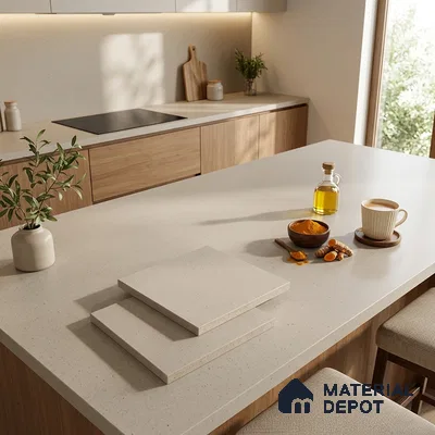 Terrazzo Counter Top Slab TL 11894 E Oro Crema Matte 8 ft x 2.62 ft Matte Full Body Vitrified Tile - 15 mm | Suitable For Counter Top, Dining Table Top & Window Frame