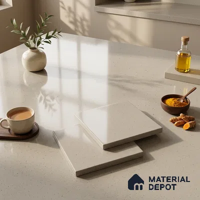 Terrazzo Counter Top Slab TL 11894 F Oro Crema Glossy 8 ft x 2.62 ft Glossy Full Body Vitrified Tile - 15 mm | Suitable For Counter Top, Dining Table Top & Window Frame