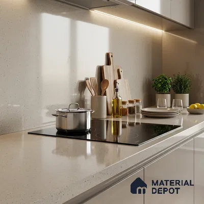 Terrazzo Counter Top Slab TL 11894 F Oro Crema Glossy 8 ft x 2.62 ft Glossy Full Body Vitrified Tile - 15 mm | Suitable For Counter Top, Dining Table Top & Window Frame