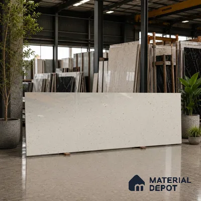 Terrazzo Counter Top Slab TL 11894 F Oro Crema Glossy 8 ft x 2.62 ft Glossy Full Body Vitrified Tile - 15 mm | Suitable For Counter Top, Dining Table Top & Window Frame
