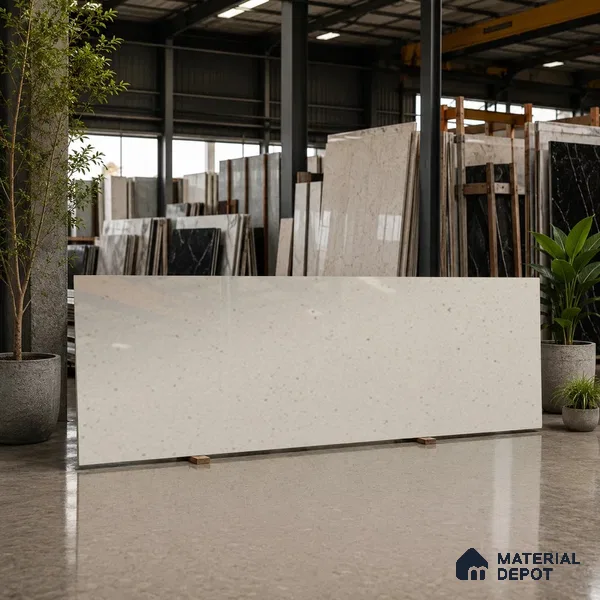 Terrazzo Counter Top Slab TL 11894 F Oro Crema Glossy 8 ft x 2.62 ft Glossy Full Body Vitrified Tile - 15 mm | Suitable For Counter Top, Dining Table Top & Window Frame