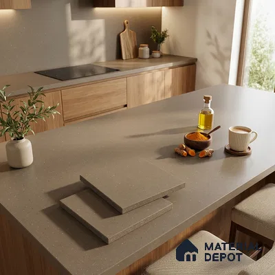 Terrazzo Counter Top Slab TL 11894 G Oro Caramel Matte 8 ft x 2.62 ft Matte Full Body Vitrified Tile - 15 mm | Suitable For Counter Top, Dining Table Top & Window Frame