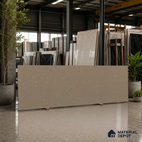 Terrazzo Counter Top Slab TL 11894 G Oro Caramel Matte 8 ft x 2.62 ft Matte Full Body Vitrified Tile - 15 mm | Suitable For Counter Top, Dining Table Top & Window Frame