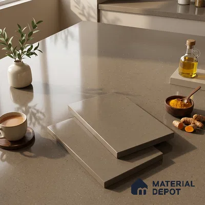 Terrazzo Counter Top Slab TL 11894 H Oro Caramel Glossy 8 ft x 2.62 ft Glossy Full Body Vitrified Tile - 15 mm | Suitable For Counter Top, Dining Table Top & Window Frame